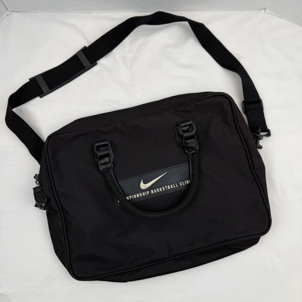 Nike Championship Basketball Clinics Laptop Messenger Bag Black Canvas Vintage
